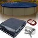 Winter Block 33 ft. Premium Round Pool Winter Cover for Above Ground Pools, Cold and UV Resistant, Weatherproof and Durable, Winch & Cable Included