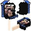 24 Pcs Personalized Graduation Fans Custom Photo Cutout Face Fans with Handle Double Sided Class of 2026 Grad Photo Props Grad Party Supplies Blank DIY Frame for Graduation Party Souvenirs(Blue)