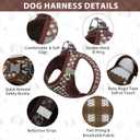 AIITLE No Pull Dog Harness and Leash Set, Step in No Chock Soft Mesh Dog Harnesses Reflective for Extra-Small Puppy Dogs and Cats, Plaid Dog Vest Harness for Pets Chocolate XXS