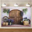 Wooden Barn Door Backdrop 7x5ft Fabric Rustic Birthday Party Decoration Flowers Country Wedding Pictures Background Wood Wheel Hay Bale Photos Western Rural Baby Shower Backdrops