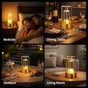 Cordless Table Lamp - Rechargeable LED Lamp with 2000mAh Battery, 3 Color Stepless Dimming & Touch Control, Portable Lamp for Indoor Outdoor, Bedroom, Restaurant, Bar, Patio, Camping, Gold