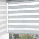ChrisDowa Cordless Zebra Blinds for Windows, Dual Layer Free-Stop Light Filtering Window Roller Shades, Pull Down Privacy Zebra Shades for Home, Office, Bedroom, Door (28" W x 72" H, Light Grey)