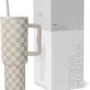 Simple Modern 40 oz Trek Tumbler with Handle and Straw Lid | Cup Holder Friendly Insulated Stainless Steel Travel Mug | Checkmate