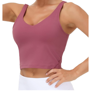 THE GYM PEOPLE Womens' Sports Bra Longline Wirefree Padded with Medium Support, Small