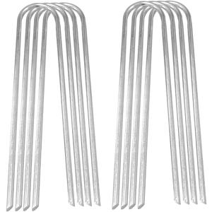 Trampoline Stakes U-Shaped Metal Football Goal Pegs Reusable Tent Ground Anchors for Football Goals Silver 8PCS,Trampolines Accessories