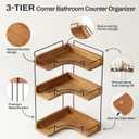 3-Tier Bathroom Counter Organizer, Wooden Corner Shelf for Vanity Countertop Skincare & Makeup, Storage and Organization for Kitchen, 10 inches x 10 inches x 19.6 inches