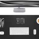 Leather Desk Pad Protector - 48" x 17" Non-Slip PU Leather Large Mouse Pad, Waterproof Desk Blotter Mat for Office and Home (Black)