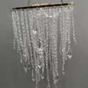 Modern Mini Chandelier Shade,H12.9 X W8.66 Chandeliers Light Fixture Sparkling Decorations for Wedding Centerpiece Lampshade with Acrylic Jewel Droplets (Gold)