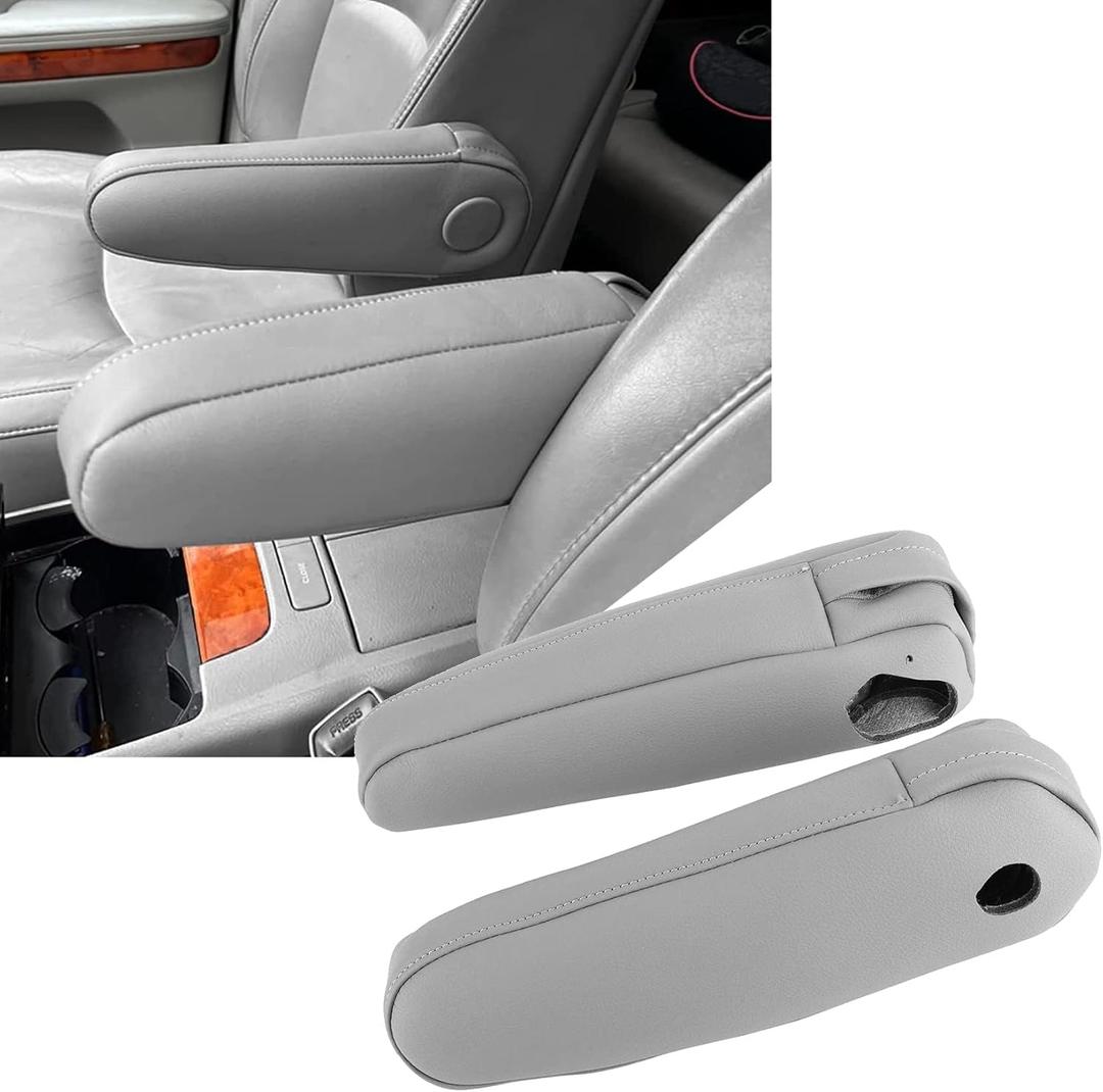 FZJDSD 2pcs Gray Leather Seat Armrest Cover Compatible with Lexus RX300 RX330 RX350 2003 2004 2005 2006 2007 2008 2009 with Zippered Design (Grey)