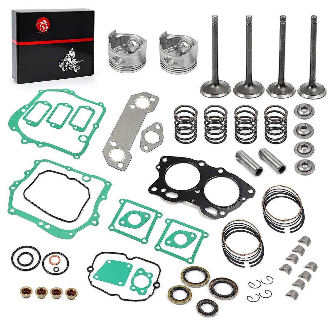 Top End kit STD Piston & Ring + Gasket Seal + Exhaust Valve + Intake Valve Spring Rebuild Kit Compatible with EZGO Fuji Robin 295cc Golf Cart EH29C 4 Cycle MCI Engine 1991-2002