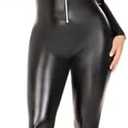 Leg Avenue Women Wet Look Zipper Front Catsuit Costume S