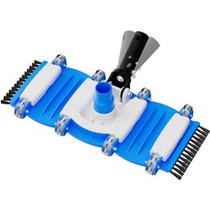 TidyMister Pool Vacuum Head with Swivel Handle - 16in Eazy-to-Use Daily Cleaning Vacuum Head with Side Brushes and Wheels and Hose Connect for 1-1/ 4in or 1-1/ 2in for Inground & Above Ground Pools