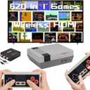 Classic Mini Retro Game Console Built in 620 Video Games,Av and HDMI Output Plug and Play Game System with Dual Wireless Controllers. (Grey)