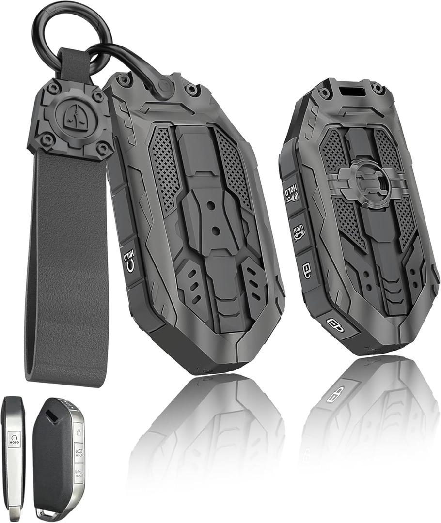Heavy Car Key Cover Case Protector Compatible with Kia 5 Buttons Smart Key (Black)