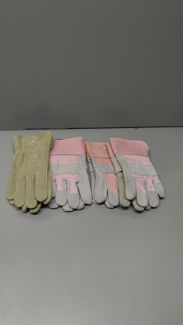 Assorted Small Cowhide Suede Leather Work Gloves - Wing Thumb -S 4 Pack
