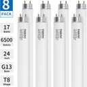 8 Pack 24 Inch F17T8/CW Fluorescent Light Bulb, T8 17 Watt, 4100K Cool White, T8 2FT Fluorescent Replacement Tube, G13 Medium Bi-Pin Base