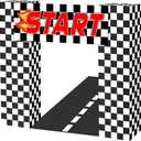 9 Pcs Race Car Birthday Party Decoration Checkered Flag Cardboard Kit Racing Theme 35.4 in Background 11.8 in Boxes Lets Go Racing Banner Photo Booth Prop for Boy Fan Baby Shower Supplies