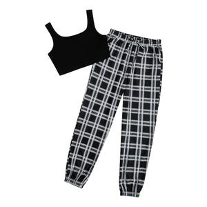 SOLY HUX Girl's 2 Piece Outfits Letter Crop Top and Pant Sets Cute Clothes Fashion Black Plaid 12 Years