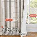 Lajode Linen Blackout Curtains for Living Room - Boho Plaid Pattern Thermal Insulated Grommet Cottage Core Window Treatments Rustic Drapes for Farmhouse, 52x84 Inch 2 Panels, Dark Grey