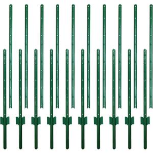 ARIFARO Sturdy Duty Metal Fence Posts 6 Feet assemblable,Pack of 10,No Digging Garden U Post for Wire Fencing Steel Poles for Yard, Outdoor (6 FT Splicable, Green 10 PCS)