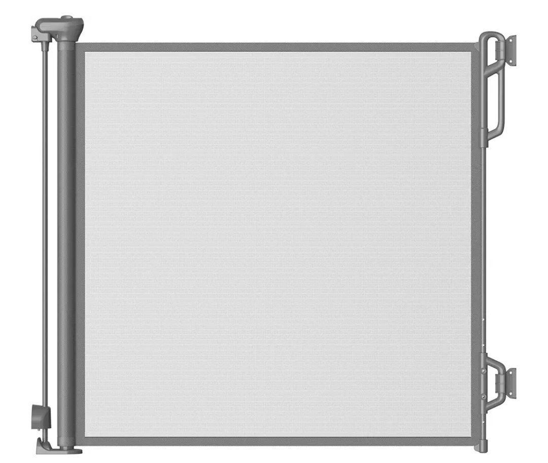 Retractable Safety Baby Gate or Mesh Dog Gate,Durable Portable Mesh Retractable Gate,Easy to Use for Stairs, Doorways, Hallways, Indoor, Outdoor, 33.5" Tall, Up to 45" Wide, Gray