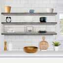 Sorbus Floating Shelves for Wall - 55 Inch Extra-Long Bathroom Shelves, Wall Decor for Bedroom, Kitchen, Living Room, Book Storage - Mounted Floating Shelf with Hidden Brackets (Gray, 3 Pack)