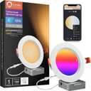 Lumary 6 Inch Smart WiFi Recessed Lighting, RGBWW Canless LED Wafer Downlight, 13W 1000Lm Color Changing, Ultra-Thin w/Anti-Glare Baffle, Work with Alexa/Google/Remote(Sold Separately), 1PC