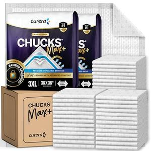 Chucks MAX+ Hospital Bed Pads Disposable Adult 36 x 36 Soft & Breathable Incontinence Pads - XXX-Large Chux Pee Pads for Elderly Adults - Extra Heavy Duty Absorbency Underpads 10 Count