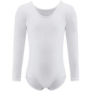 Dancina Leotard Long Sleeve Ballet Gymnastics Front Lined Cotton Bodysuit for Toddlers & Kids Ages, Size 10