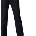 Lee Women's Wrinkle Free Relaxed Fit Straight Leg Pant (8 Long, Black)