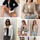 Women's Cropped Cardigan Sweaters Long Sleeve Open Front Bolero Knit Shrugs for Dresses (L)