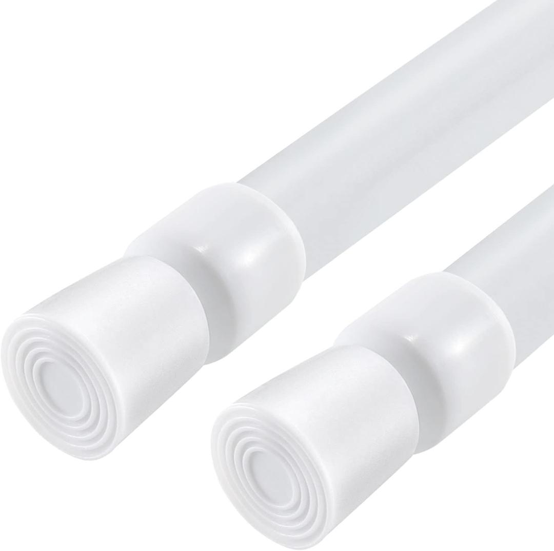 JAYE 2Pack Spring Tension Curtain Rod Load Adjustable Expandable Heavy Duty Steel White Length to 53-98", Suitable for Wardrobes, Bathrooms, Cabinets, Windows & Storage Cabine (WHITE)