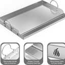 onlyfire Stainless Steel BBQ Griddle, Outdoor Flat Top Griddle Pan with Grease Groove and Handles for Gas and Charcoal Grills, 25x16