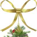 HUTHDAK Large Gold Bow Christmas Tree Topper,9.4 Inch Metal Tree Topper,Gold Bow Christmas Decorations for Xmas Home Decor Holiday Party Indoor Outdoor Shop Office