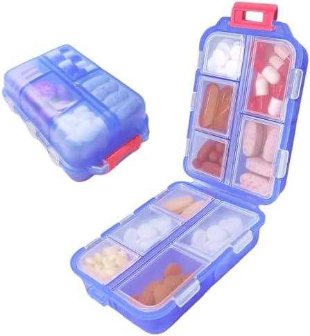 Large Pill Organizer Travel Daily Pill Container Mini Medication Organizer Storage Pill Organizer Pill Case 7 Day (Blue)