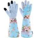 WANCHI Extended Sleeve Garden Gloves for Women, Soft Grip Gardening Gloves, Lightweight Comfort Wear for Planting, Landscaping & Outdoor Tasks, Blue Small