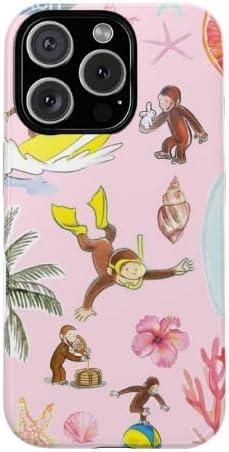 Tropical Splash Curious Monkey George Phone Case Compatible with iPhone 15, Protective Hybrid 2-Layer Hard Shell, Cute Monkey Tough Case Gift for Women Men Girl Boy