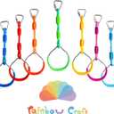 Rainbow Craft 7-Pack Colorful Ninja Rings - Gymnastic Ring, Swing Bar Ring, Monkey Rings for Backyard Ninja Warrior Obstacle Slackline Kits