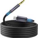 JHAOUS Aux to USB C, USB C to 3.5mm Audio Jack Cable 4.3 ft, Type C to Headphone Cord Car Aux Cable，Compatible for iPhone 16 15 iPad Pro Max, Samsung Galaxy S24 S23 S22 S21 Pixel 4 5, Speakers Black