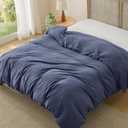 Bedsure Navy Blue Duvet Cover Queen Size Only - Prewashed Cotton-Like Polyester Extra Soft All Season Bedding, Includes 1 Duvet Cover 90x90 Inches with Zipper Closure, (No Comforter)