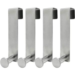 Shower Hooks Towel Hanger for Glass Door, Towel Hooks for Kitchen Bathroom Cabinets Cupboards, Stainless Steel Utility Hooks for Cabinets and Cupboards, Pack of 4, Silver