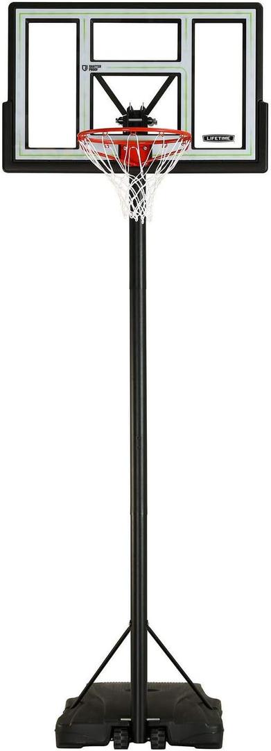 Lifetime Pro Court Height Adjustable Portable Basketball System, 44 Inch Backboard, Blue/White