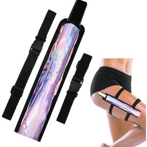 Cosblank Summer Rave Fan Holster Rave Fan Holder Folding Hand Pouch Foldable Sleeves with Waist Belt for Thigh Party