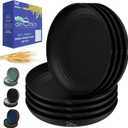 Wheat Straw Plates 10 inch - Alternate to Black Plastic Dinner Plate set of 8 - Microwave Safe Plates For Kitchen - Unbreakable Black Dishes For Kids & Adults - Camping Dishes - Reusable Dorm Dish