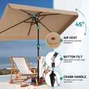 AreShark 6.5 x 10 FT Rectangular Valance Patio Umbrella, Outdoor Umbrella with Tilt and Crank, Market Table Umbrellas W/ 6 Ribs UV Protection for Garden, Deck, Backyard and Pool, Beige