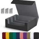 Card Storage Box for Trading Cards, 1800+ PU Leather Commander Card Deck Case, Magnetic Closure Card Holder Fits for Magic Game Cards (Black) (A1-Black&Grey)