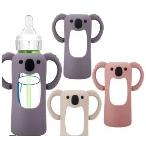 3 Pack Silicone Sleeves for Dr. Brown's Glass Baby Bottles - Drop Protection Baby Bottle Sleeves Compatible with Dr. Brown's Newborn Glass Bottles with Silicone Handles,9oz (Dark Gray+Beige+Pink)