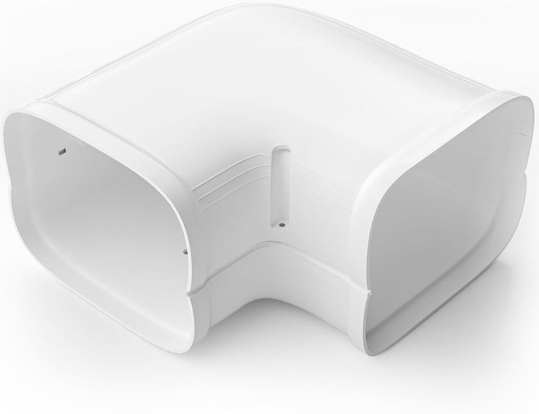 Flat Elbow, Flexible Level Bend Cover Line Set Cover Kit Accessories for Ductless Air Conditioners and Heat Pumps, PVC Decorative Upgraded UV-Proof Strong& Durable (4" Fixed) (White)