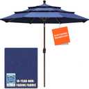 EliteShade USA 10-Year-Non-Fading 9Ft 3 Tiers Market Umbrella Patio Umbrella Outdoor Table Umbrella with Ventilation, Navy Blue