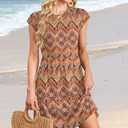 WIHOLL Summer Dresses for Women 2025 Cap Sleeve Casual Sundresses Floral Tiered Swing Babydoll Vacation Mini Dress (Small, 02 - Boho Print)